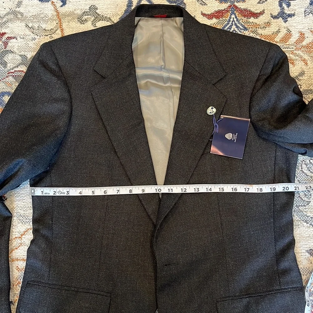 NWT Christopher Hayes Merino Wool Blazer 40 Long Lined inside Black